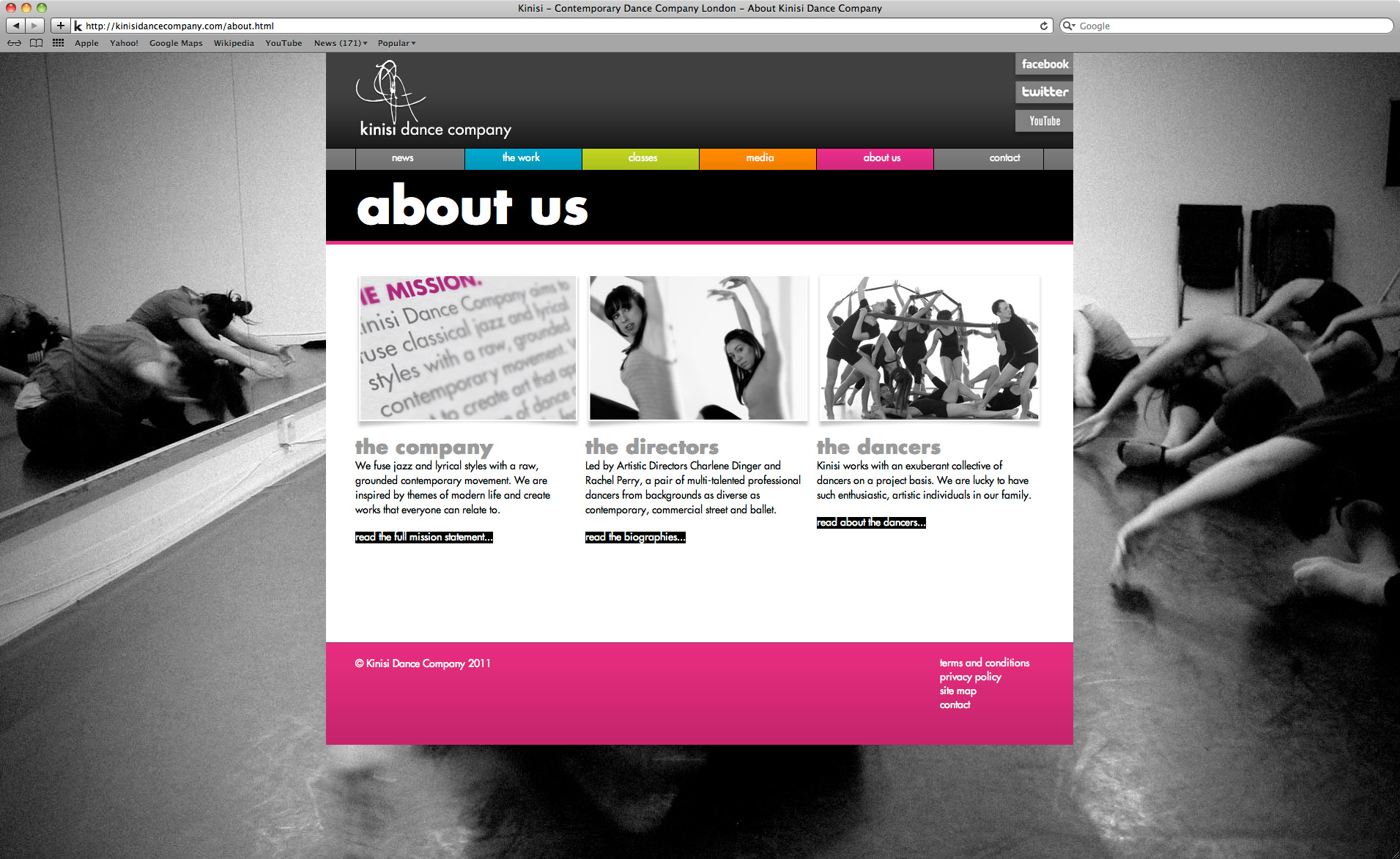 Kinisi Dance Company Website - About Us Page