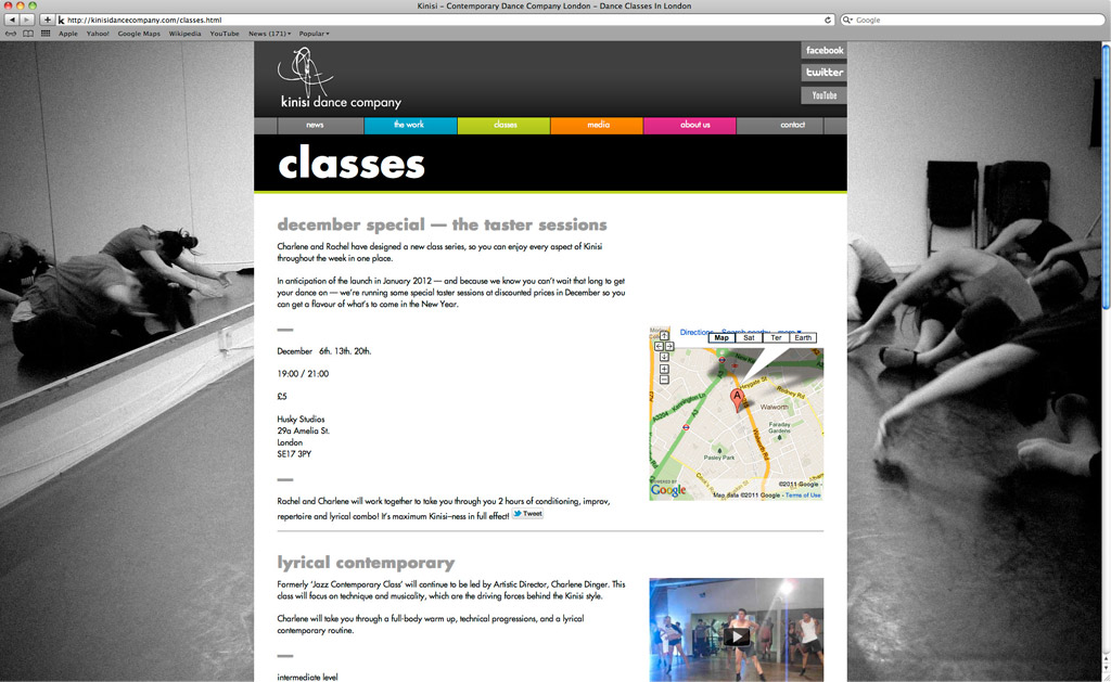 Kinisi Dance Company Website - Classes Page