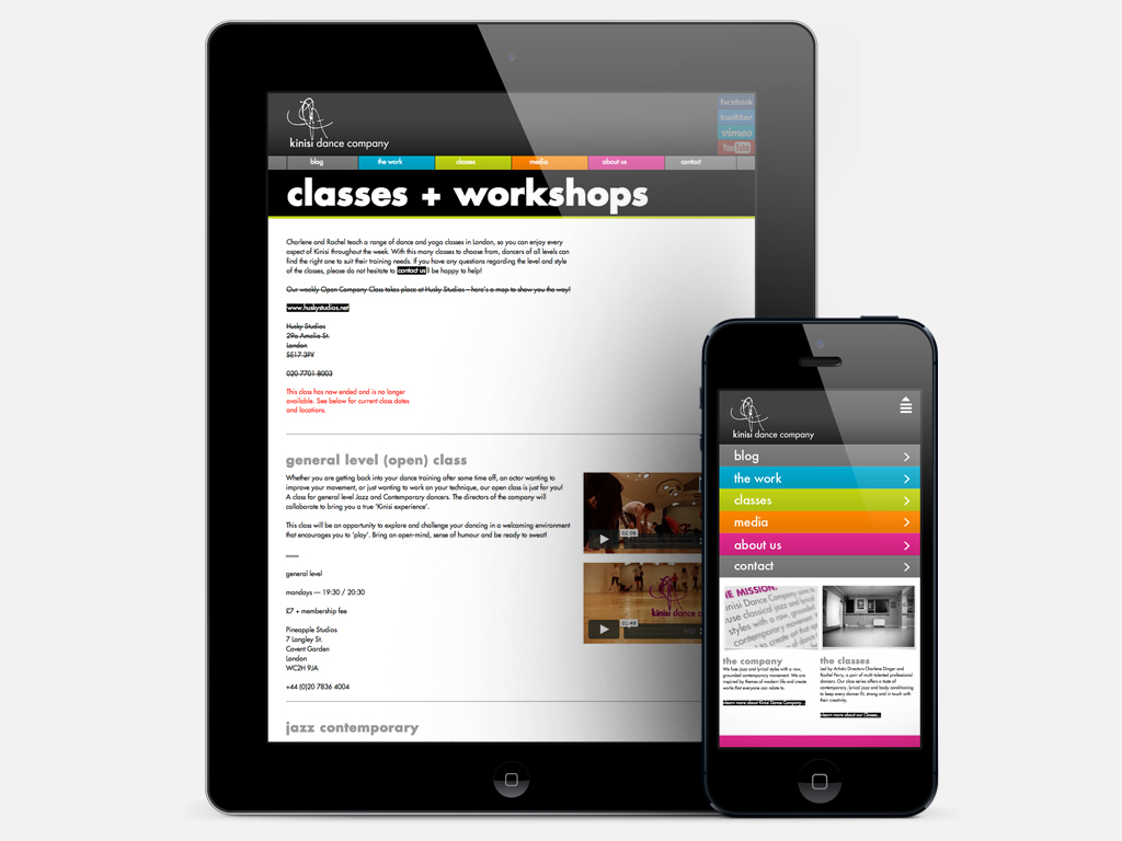 Kinisi Dance Company Responsive Website 