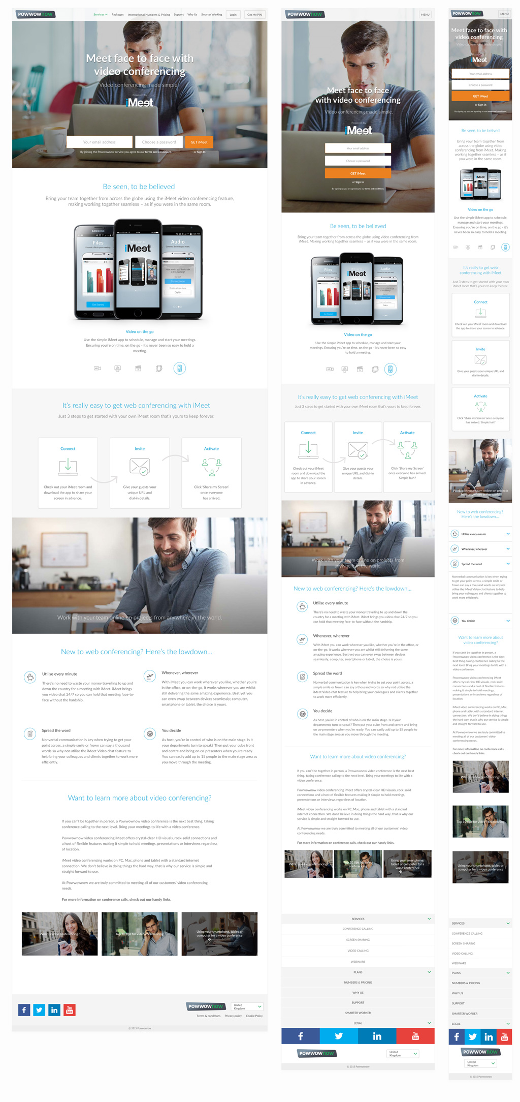 Responsive Web Design Desktop Tablet Mobile Video Conference Page