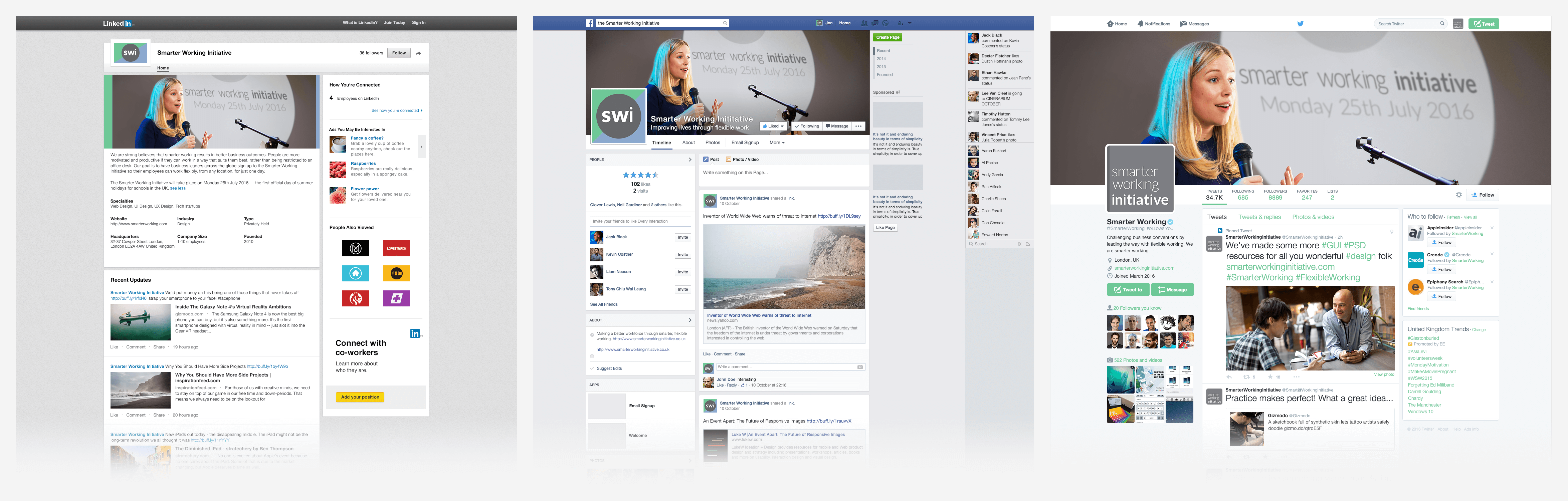 Smarter Working Initiative on Facebook, LinkedIN and Twitter
